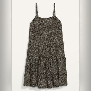 Sleeveless Tiered Printed Plus-Size Swing Dress